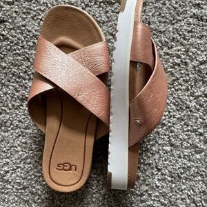 UGG Women's Brown Cross-Strap Sandals
